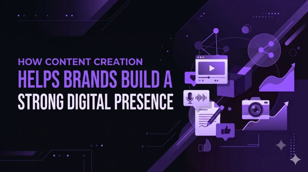 Blog featured image illustrating how content creation helps brands build a strong digital presence, optimized for the best digital marketing analyst in Ernakulam.